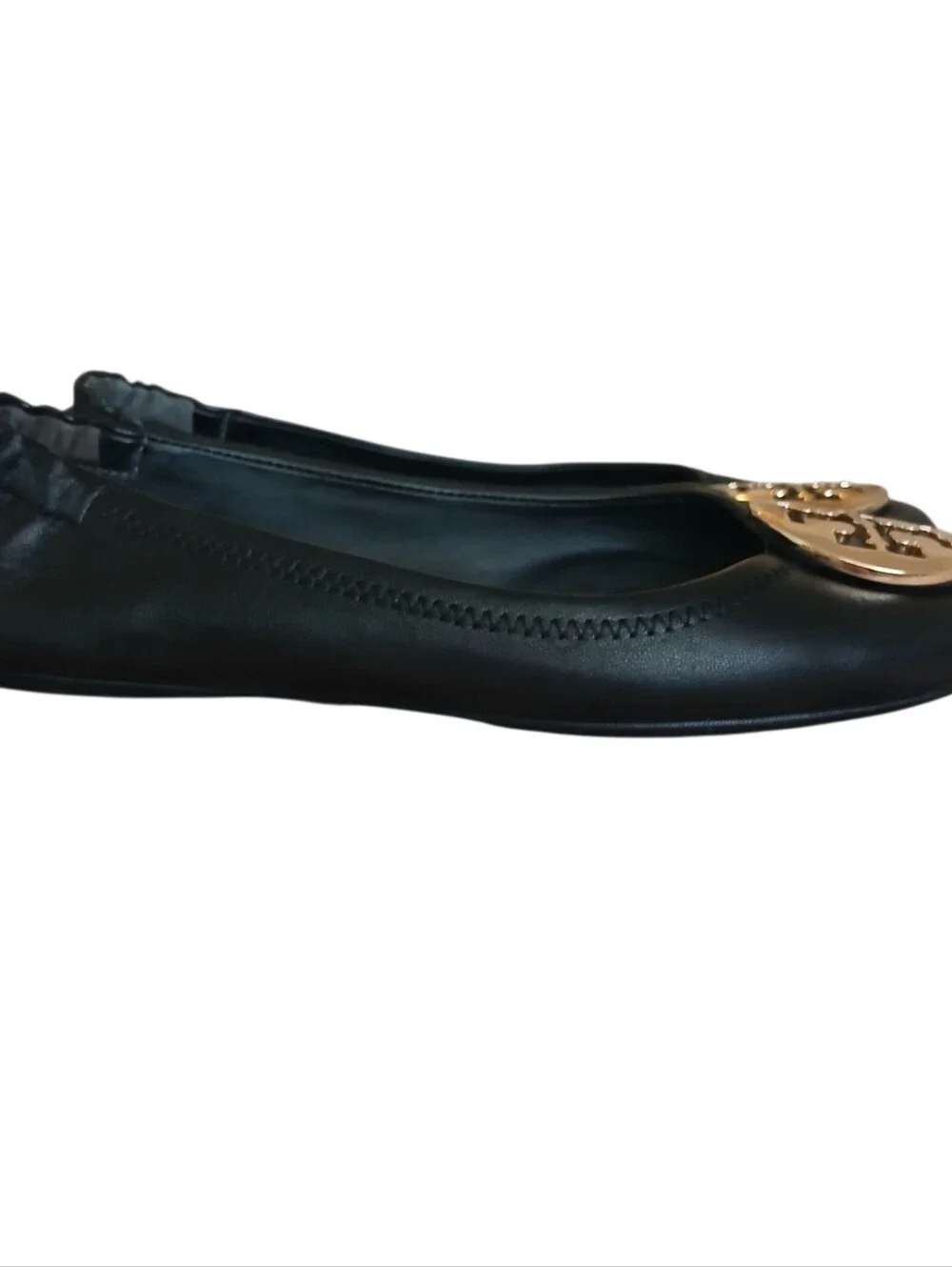 TORY BURCH Minnie Signature Logo Travel Ballet Flats Women's 7.5 Stretch Black